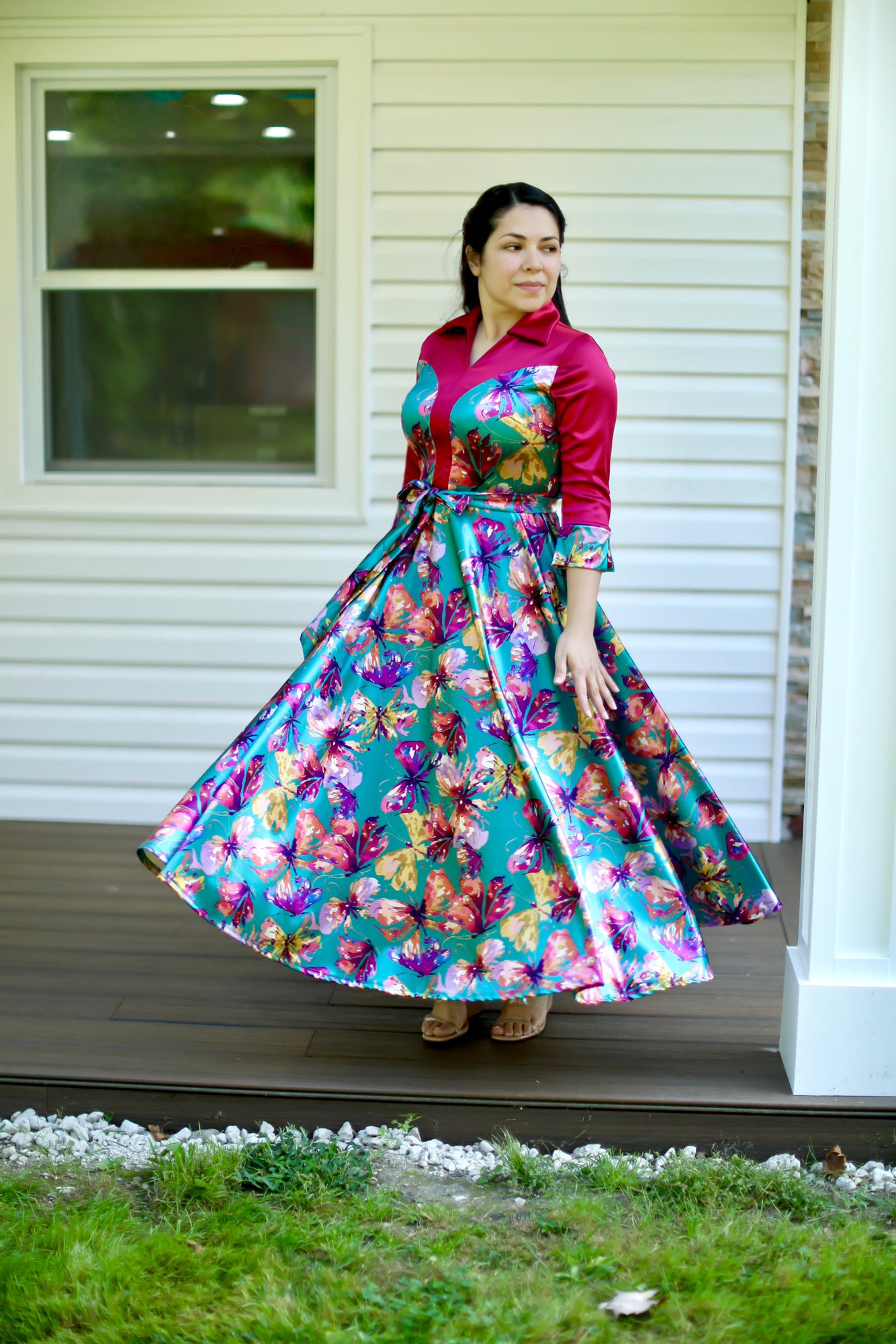 Satin Rubi Floral Maxi Dress