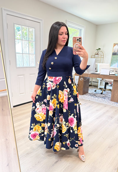 Elaine Navy Maxi Dress