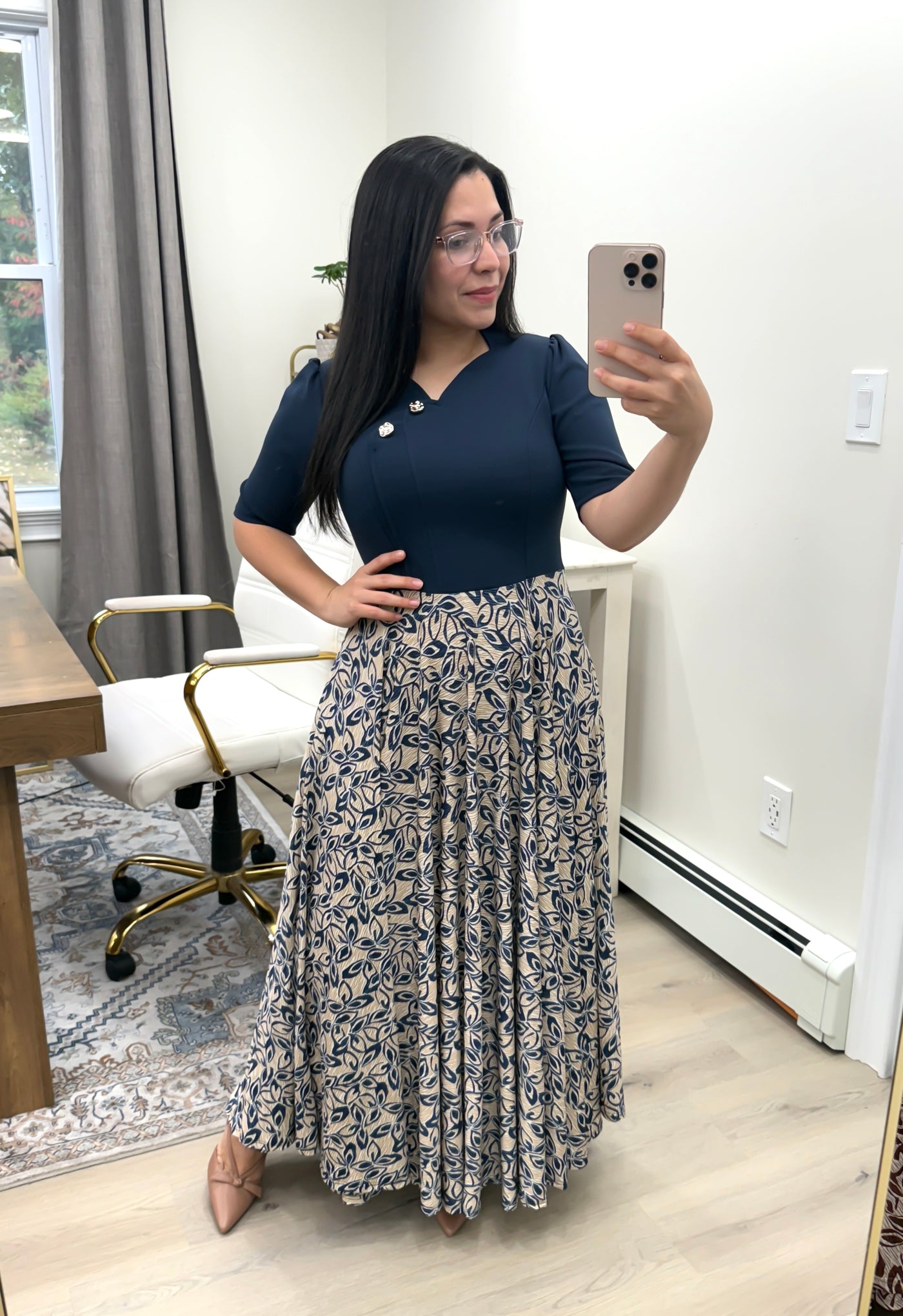 Karen Navy Blue Floral Maxi Dress