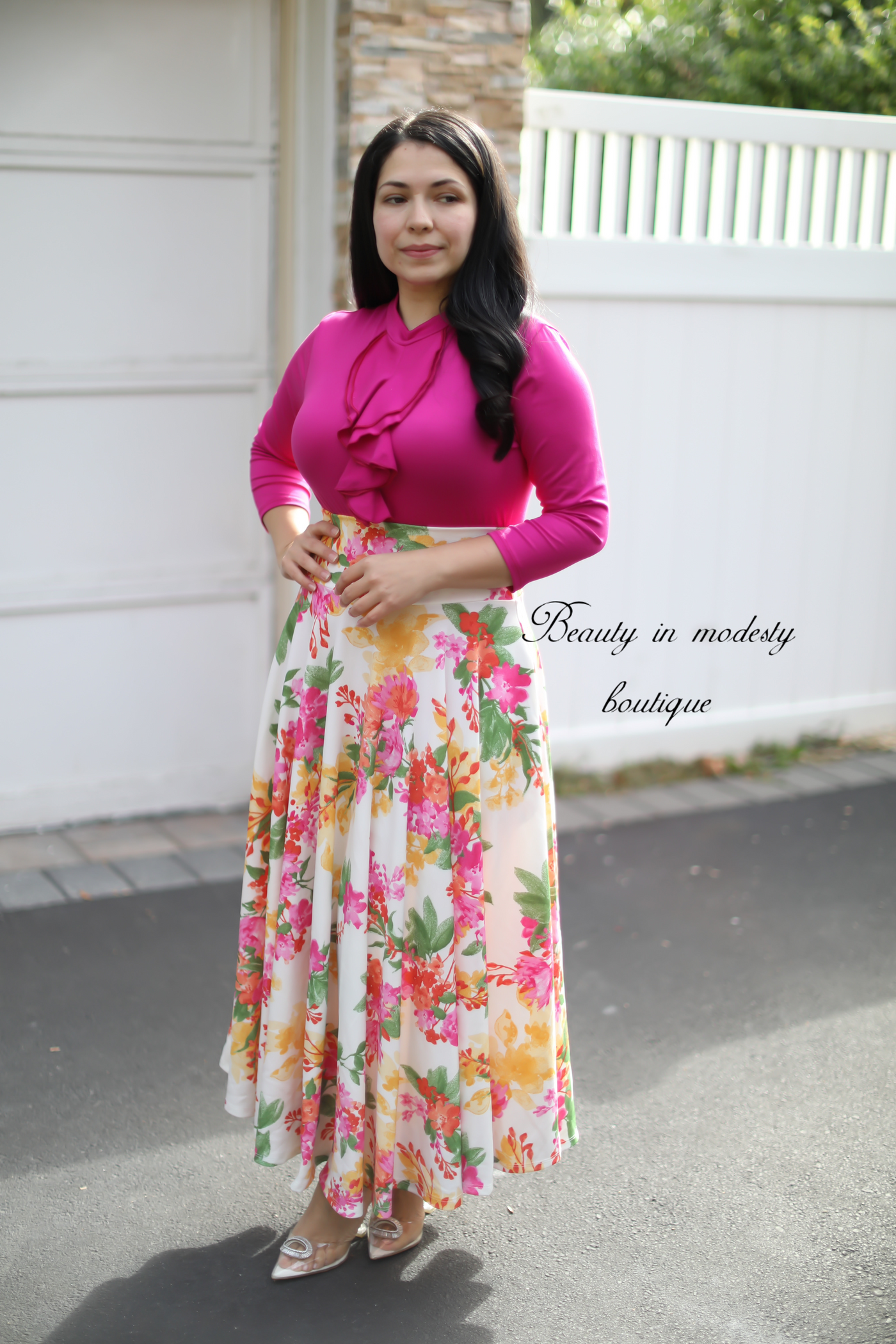 Ivory Floral Maxi Skirt