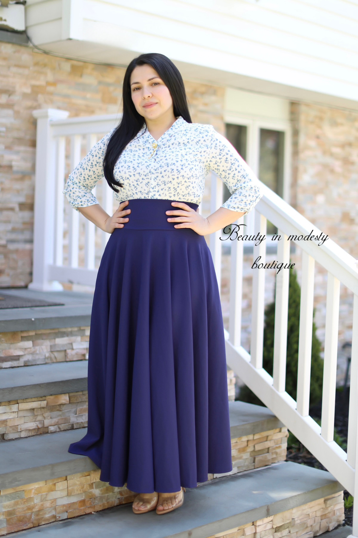 Navy Blue Maxi Skirt