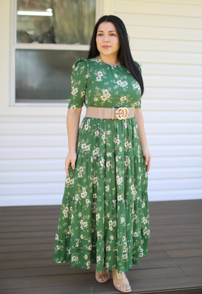 Soft Green Floral Maxi Dress