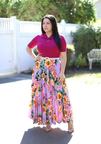 Pleated Bugambilia Maxi Dress