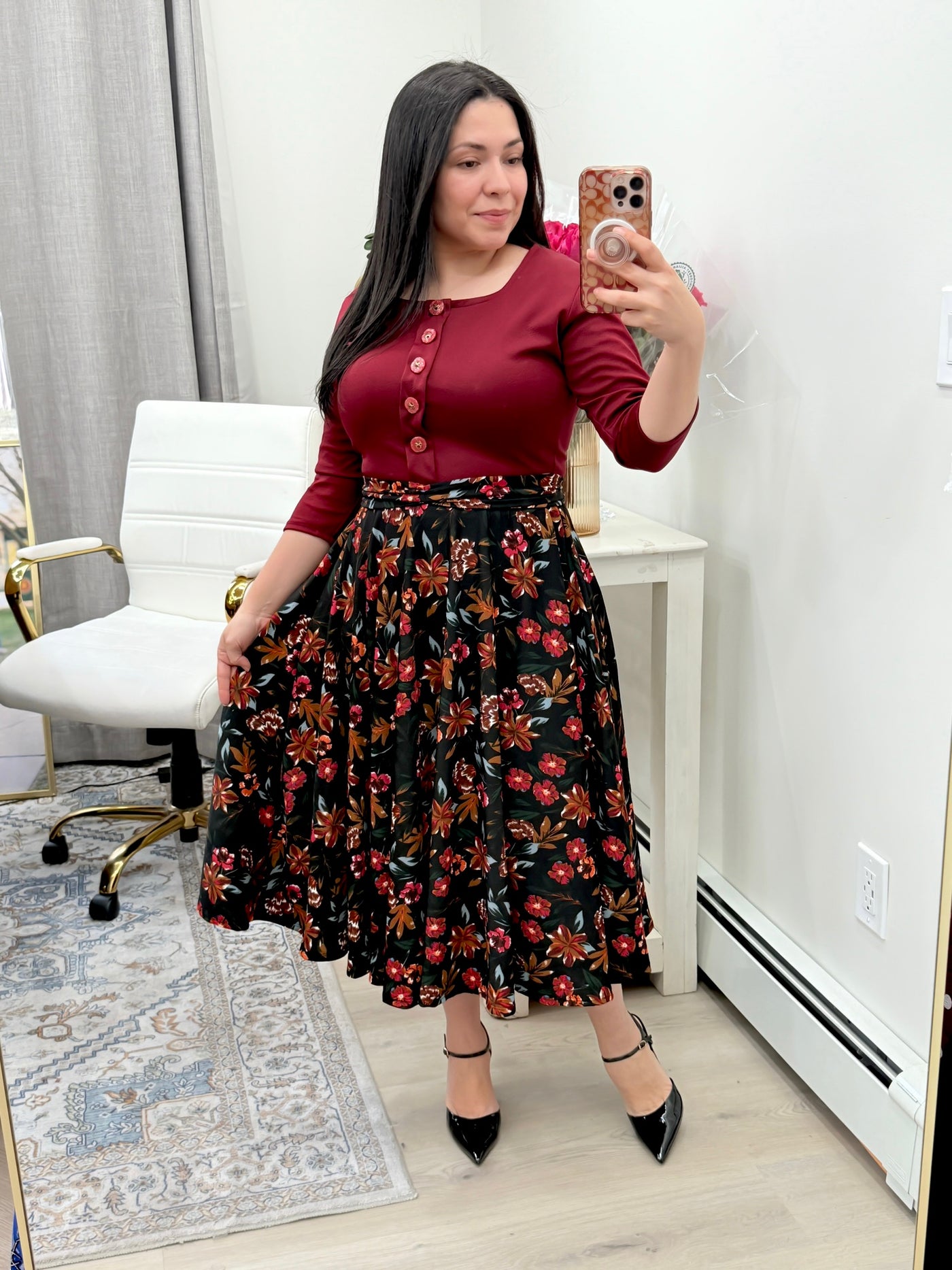 Patricia Burgundy Midi Dress