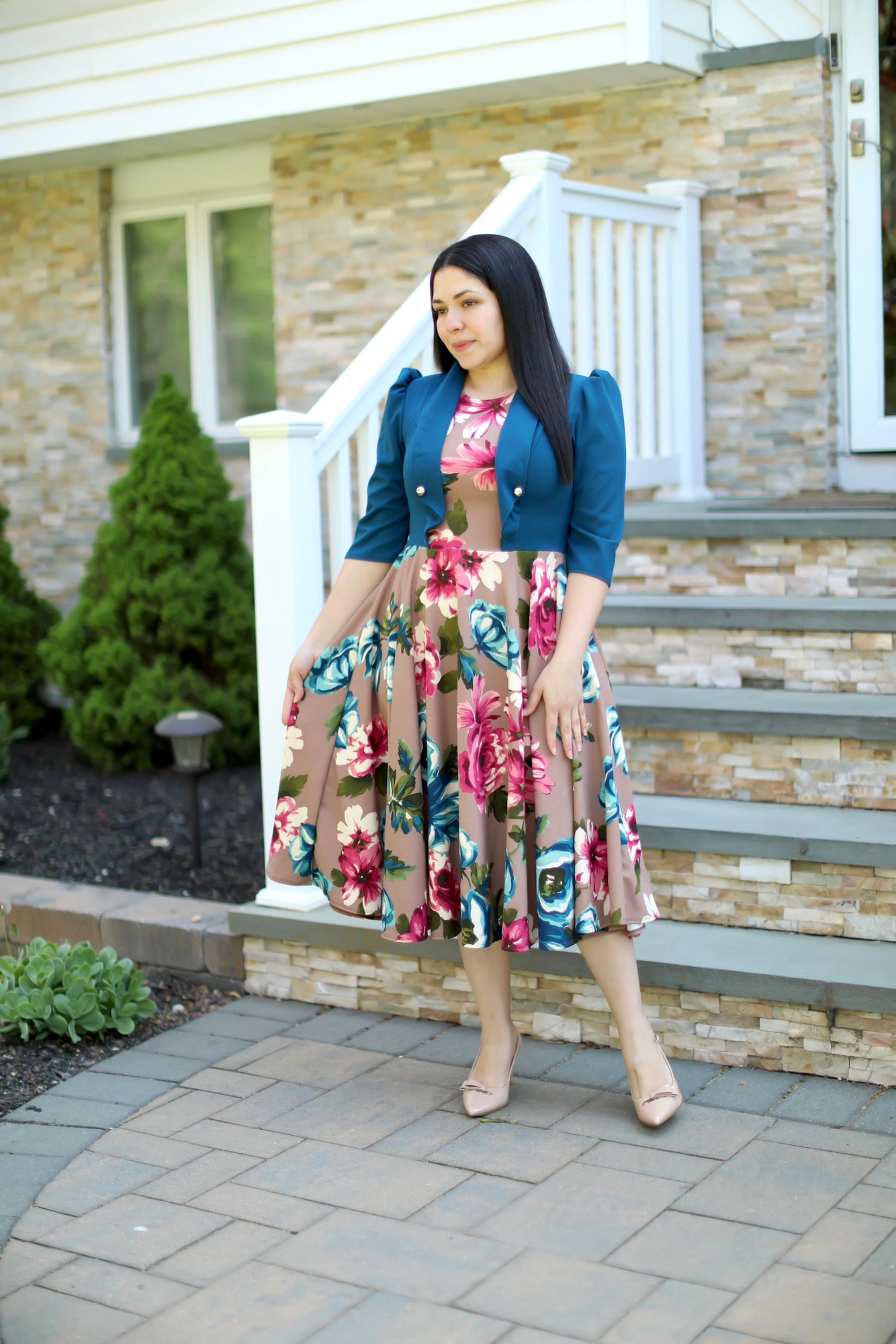 Adeline Teal Midi Dress