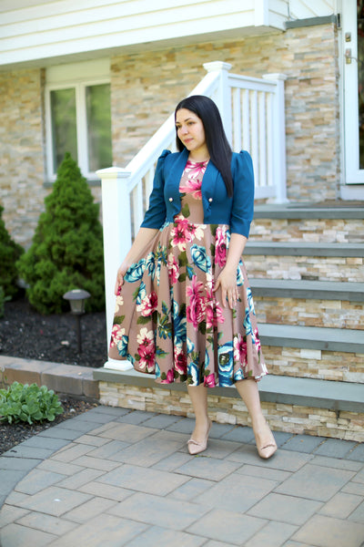 Adeline Teal Midi Dress
