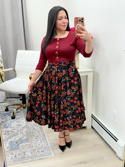 Patricia Burgundy Midi Dress