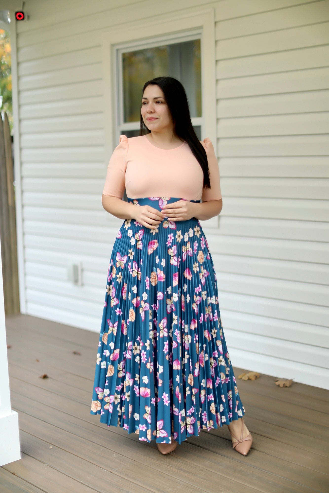 Sammy Peach Pleated Maxi Dress