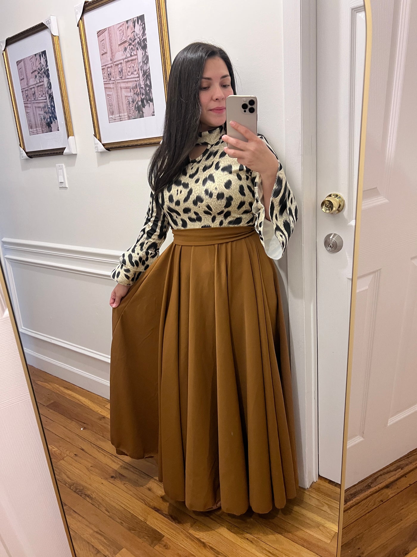 Animal Print Brown Maxi Dress