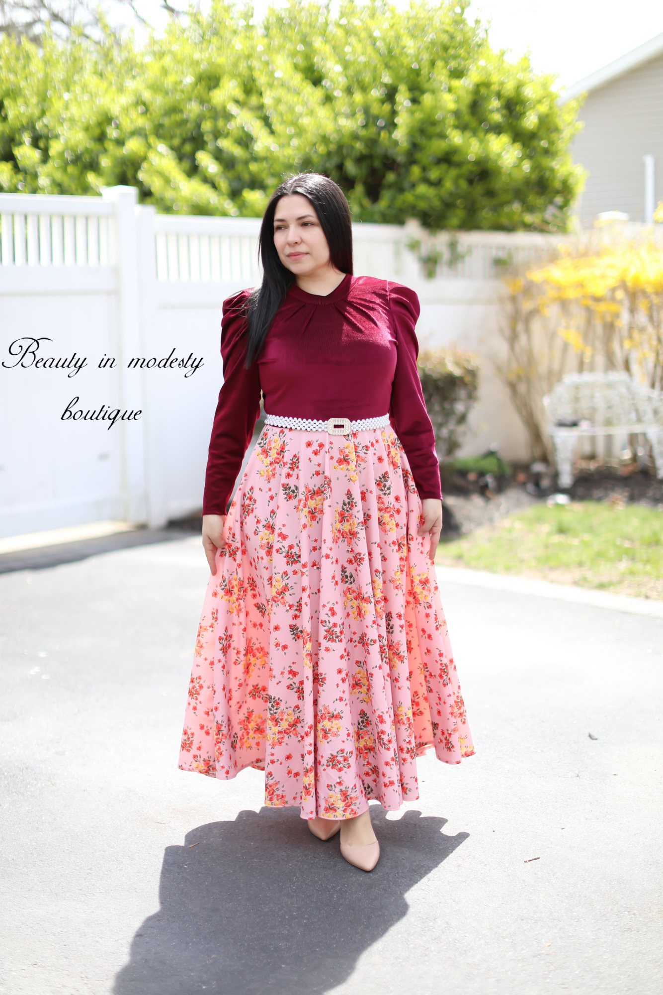 Rubí Salmon Floral Maxi Dress