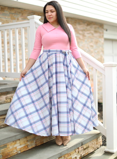 Rose Plaid Maxi Dress