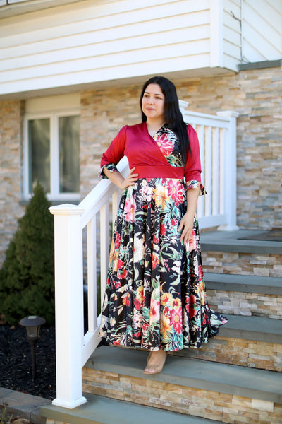 Cloe Floral Red Maxi Dress