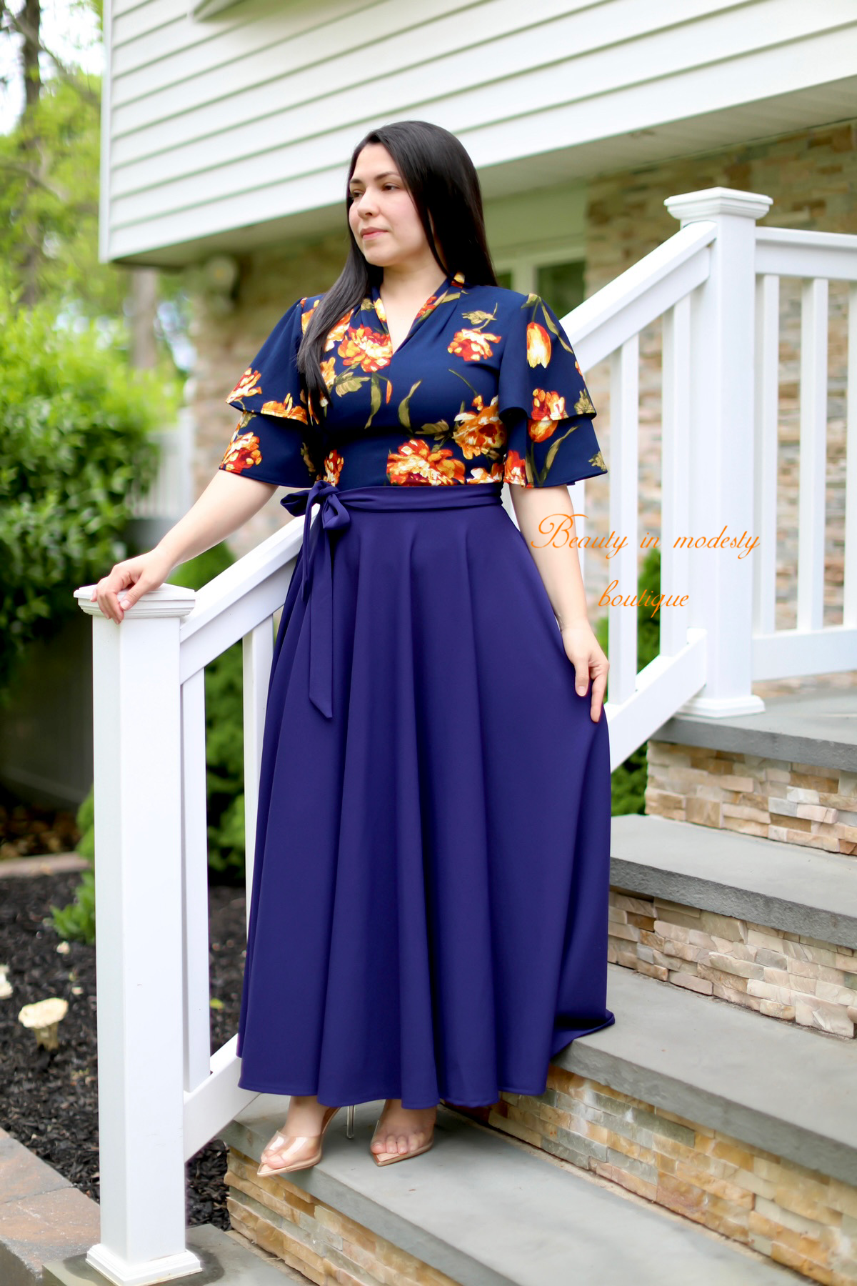 Arlet Navy Floral Maxi Dress