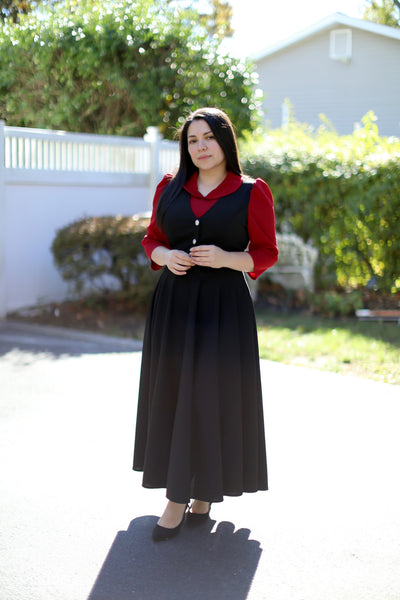 Red Black Overall Maxi Dress