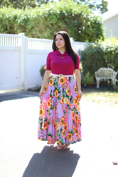 Pleated Bugambilia Maxi Dress