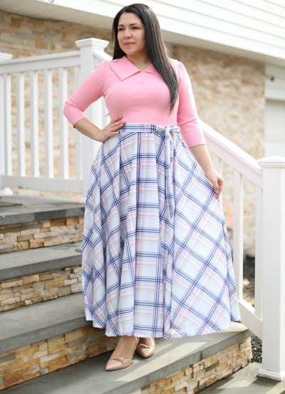 Rose Plaid Maxi Dress