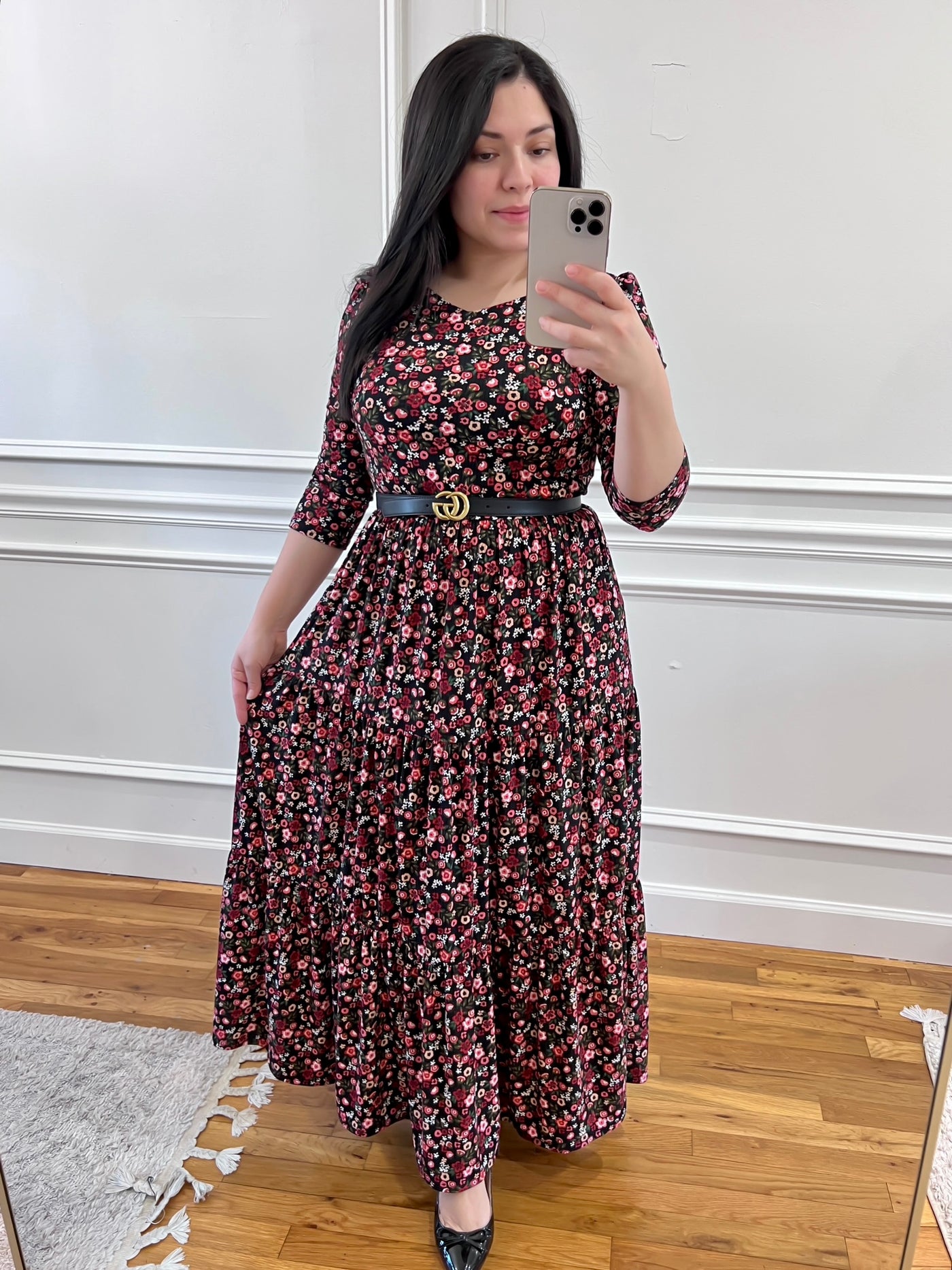 Soft BRed Floral Maxi Dress