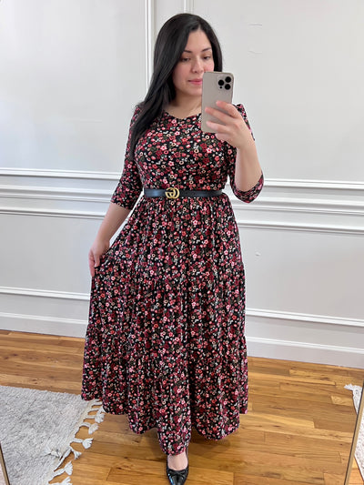 Soft BRed Floral Maxi Dress