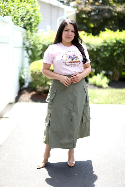 Olive Cargo Midi Skirt