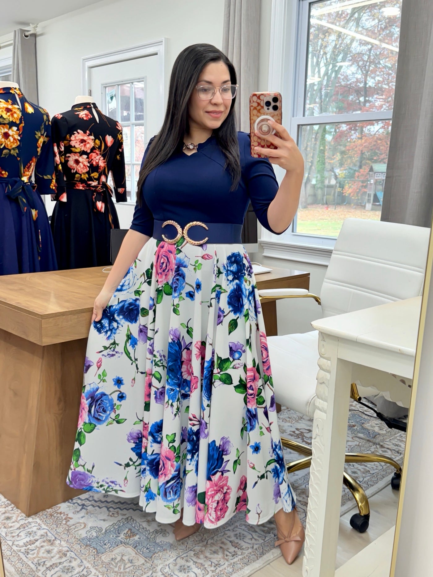 Moroccan Navy Floral Maxi Dress