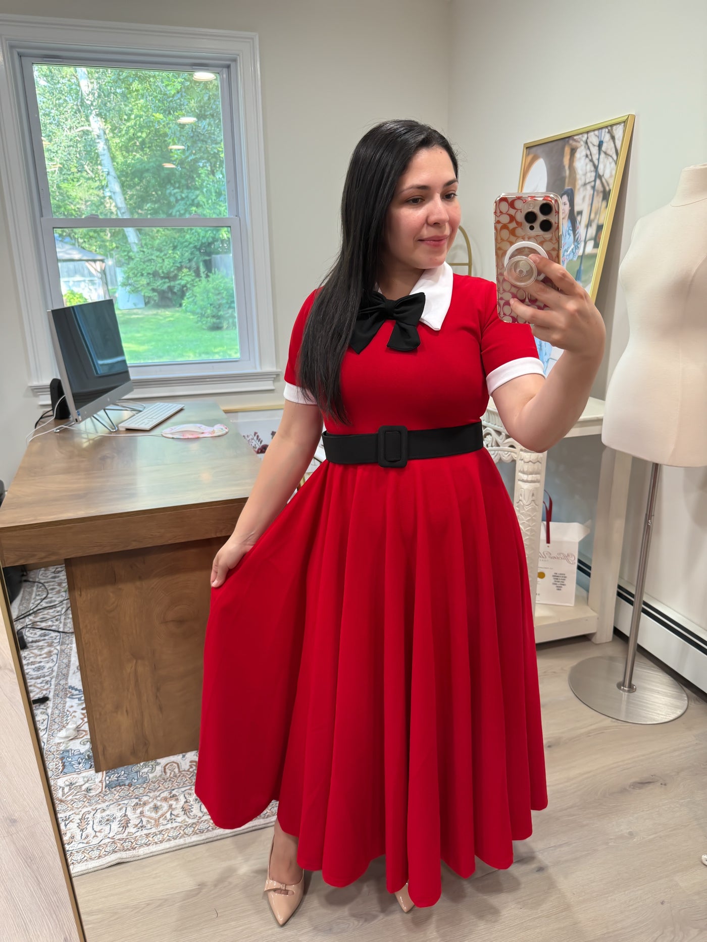 Belted Saylor Red Maxi Dress