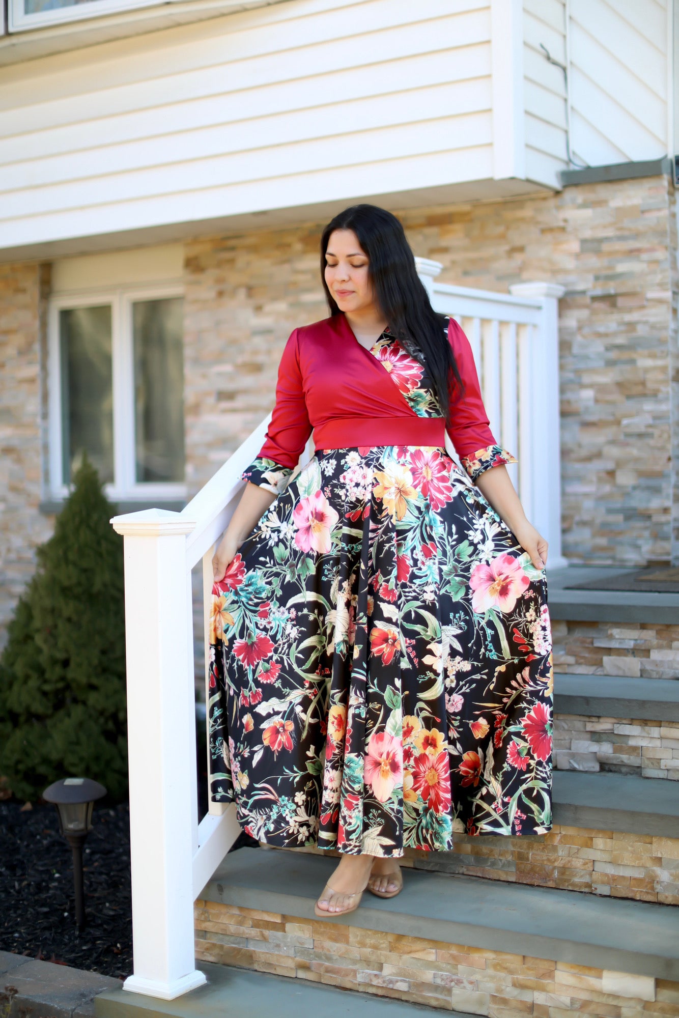 Cloe Floral Red Maxi Dress