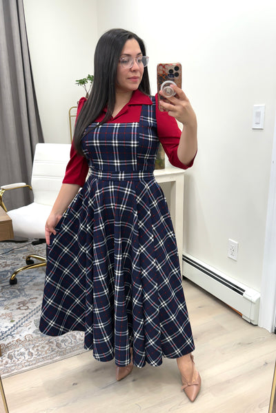 Red / Navy Overall Maxi Dress