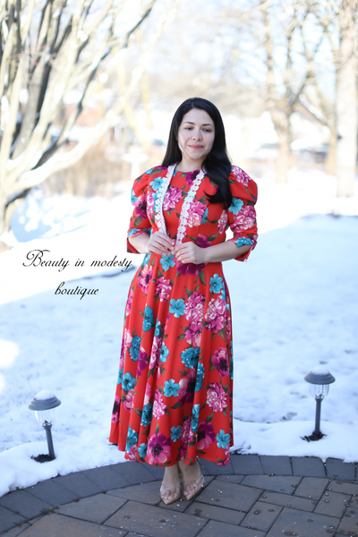 Davinia Rust Floral Maxi Dress