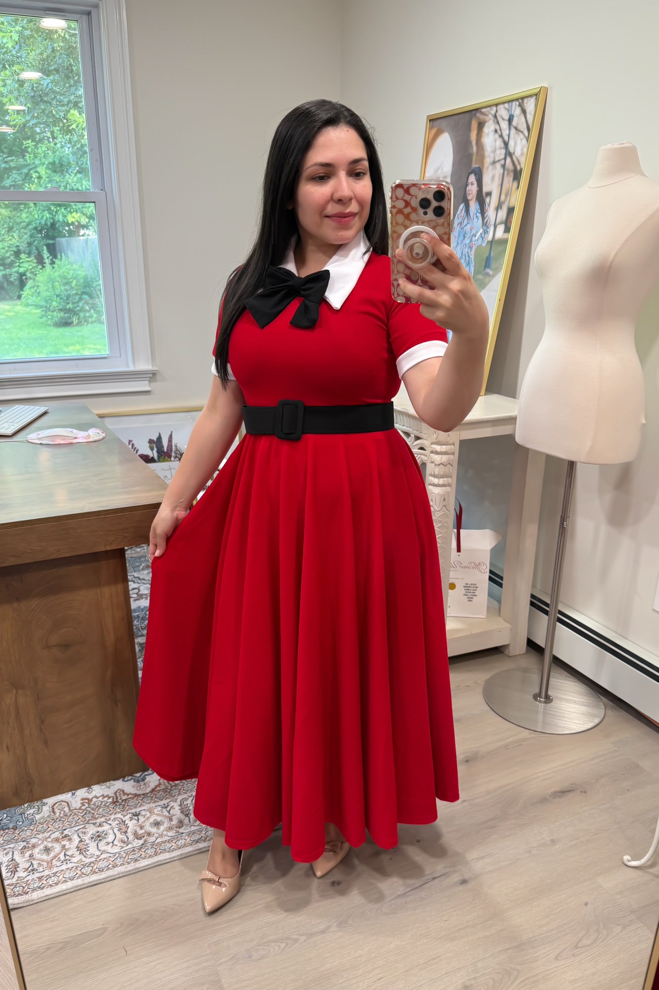 Belted Saylor Red Maxi Dress