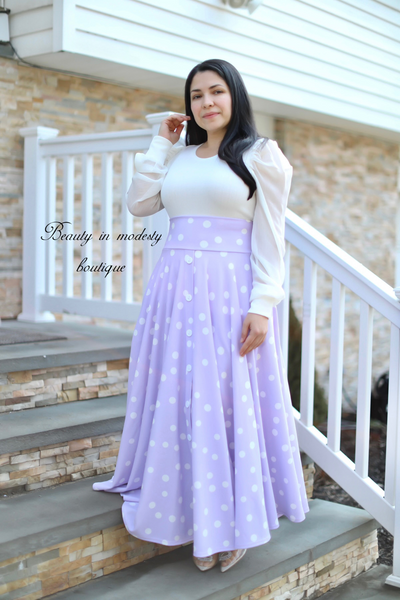 Lilac Dots Maxi Skirt