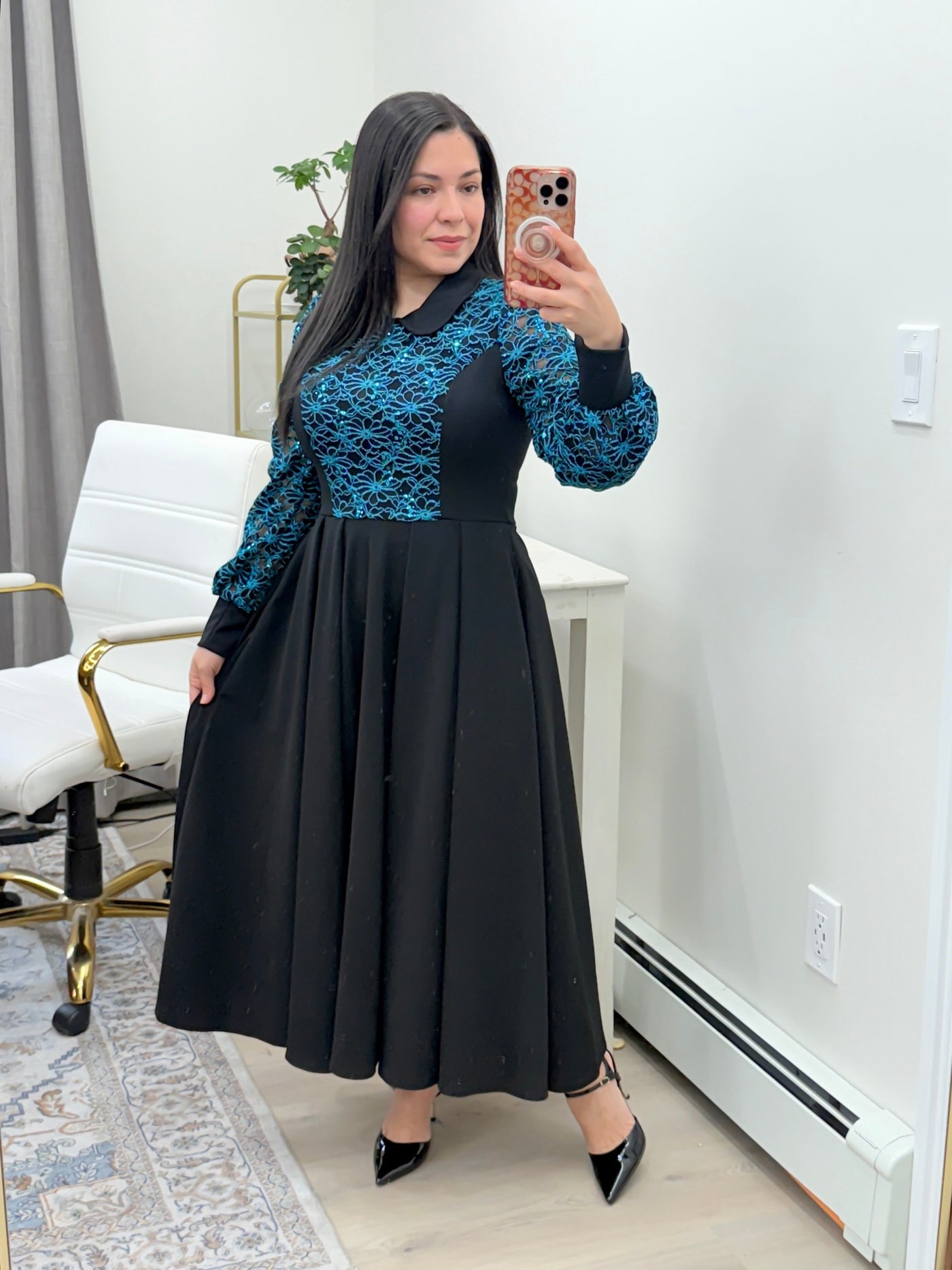 Teal Sparkles Maxi Dress