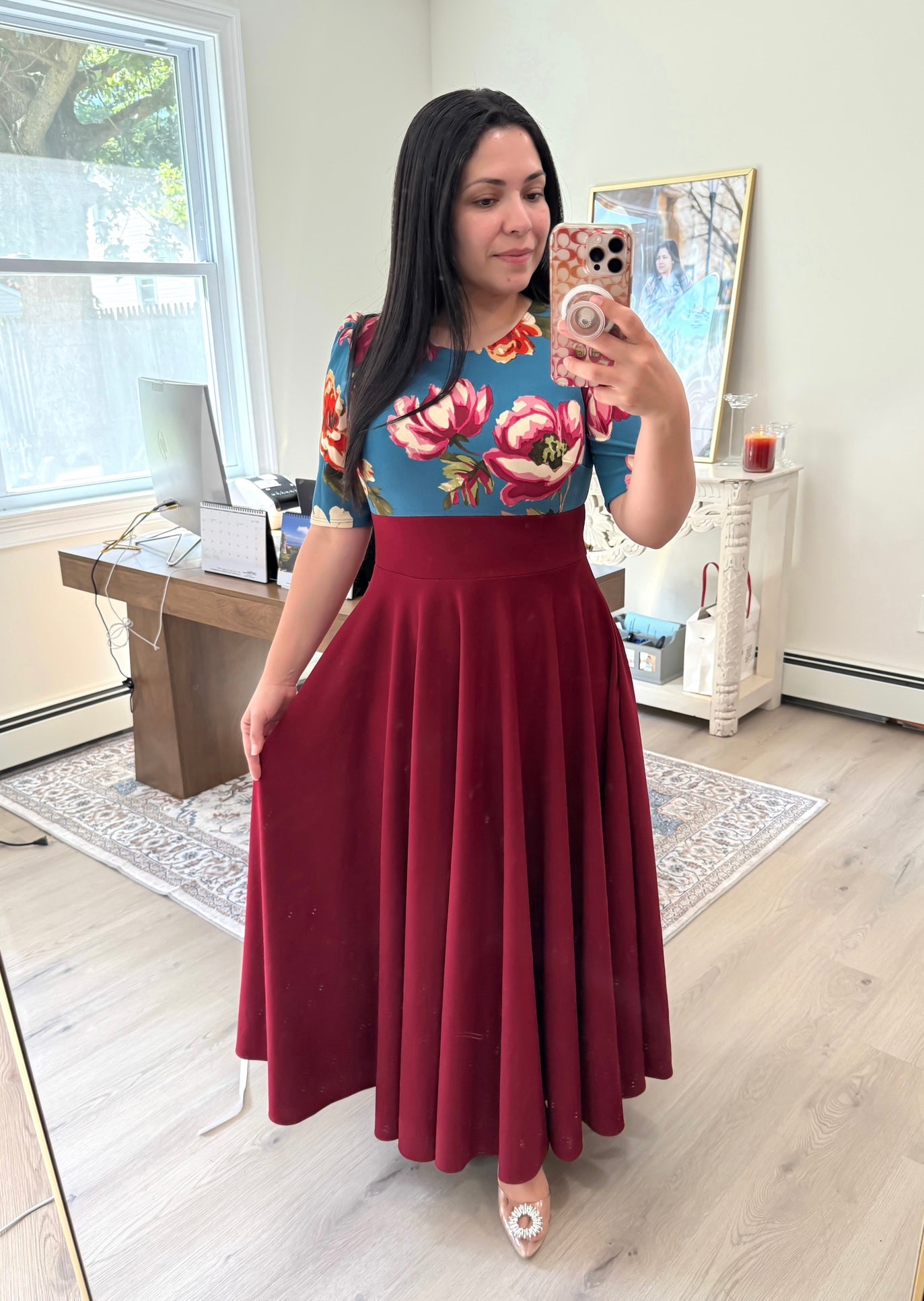 Classic Celeste Burgundy Maxi Dress