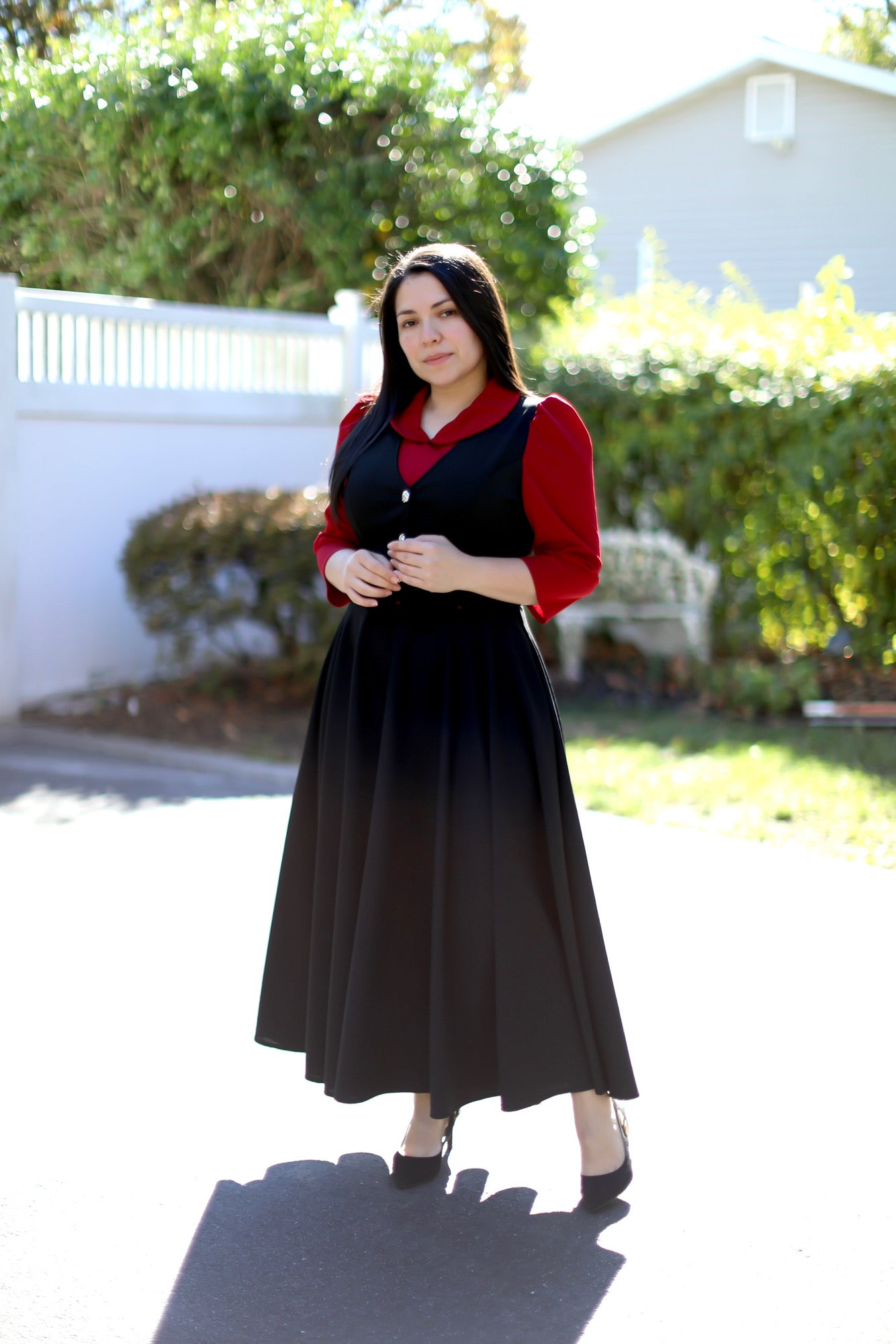 Red Black Overall Maxi Dress