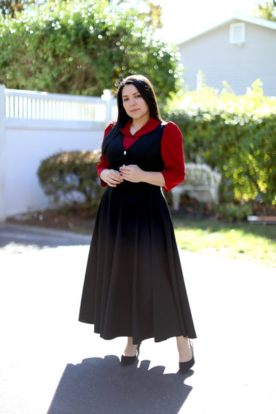 Red Black Overall Maxi Dress