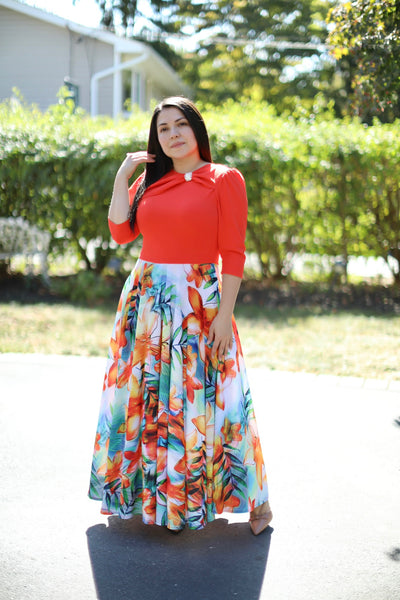Tangerine Floral Maxi Dress
