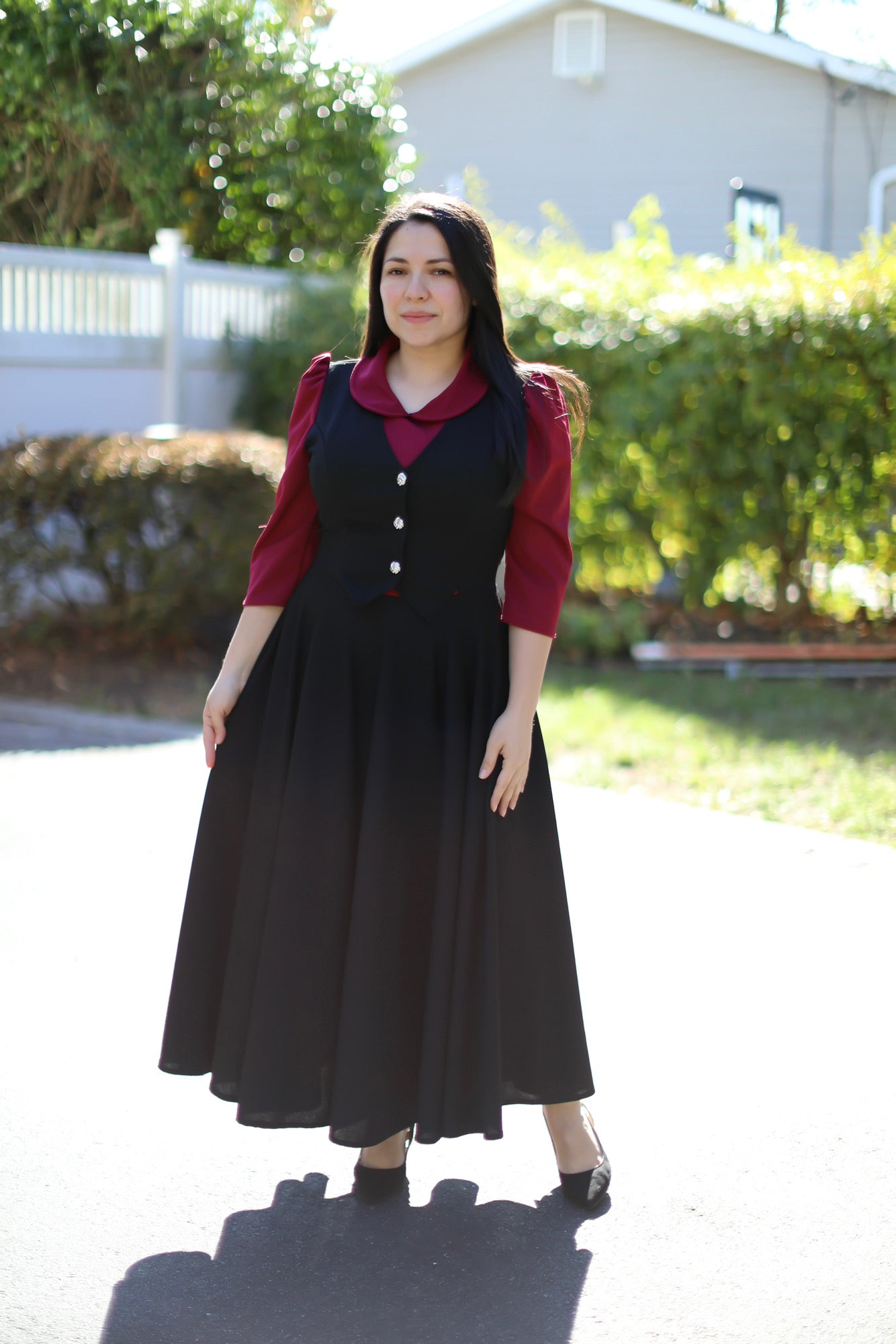 Burgundy Black Overall Maxi Dress