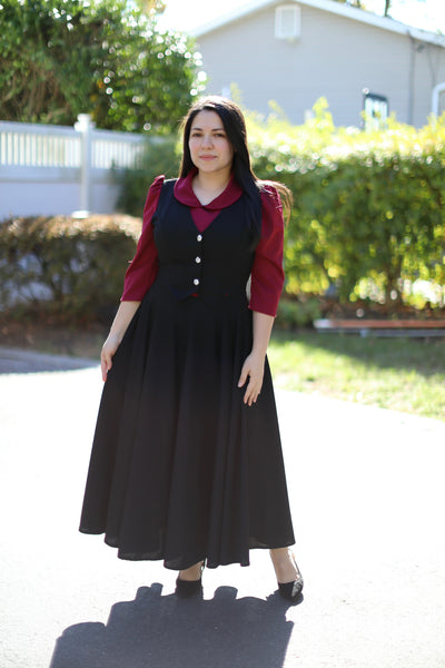 Burgundy Black Overall Maxi Dress