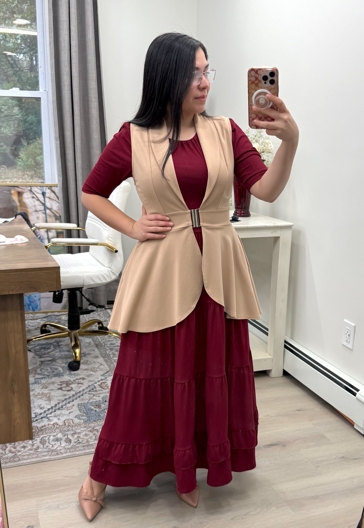 Beige High-Low Vest (blazer)