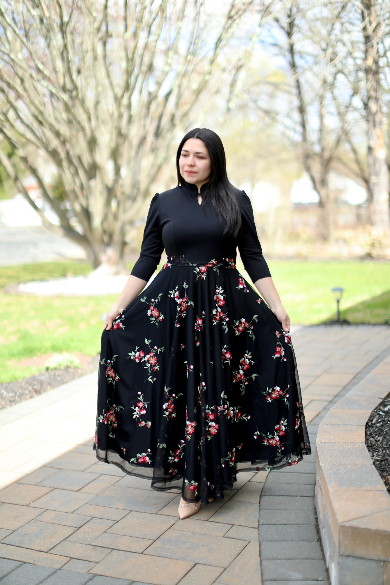 Mother's Black Roses Maxi Dress