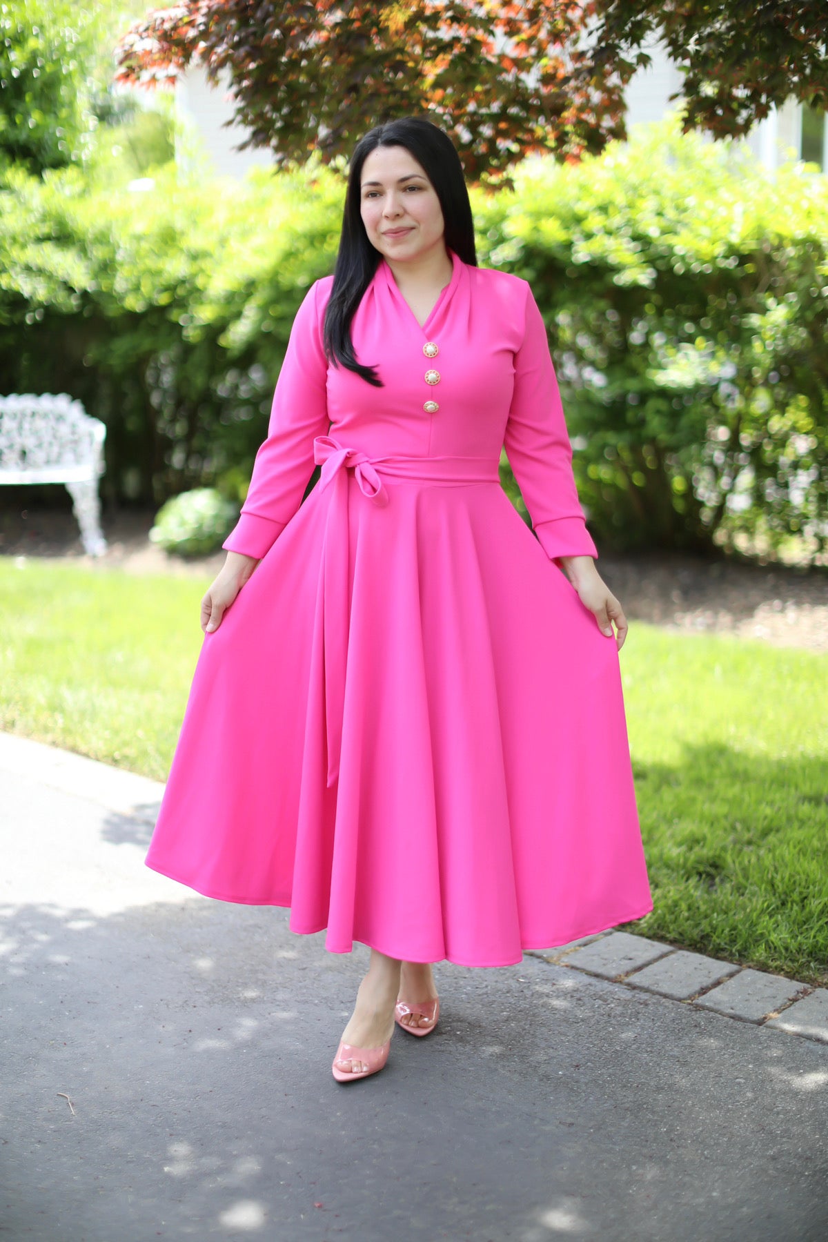 Ariella Fuscia Midi Dress