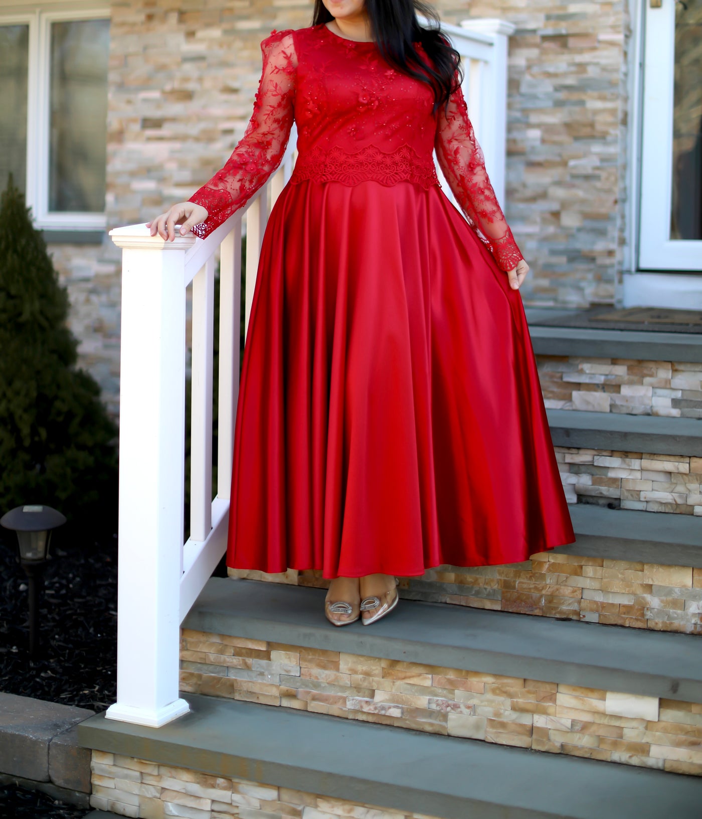 Regina Red Lace Maxi Dress