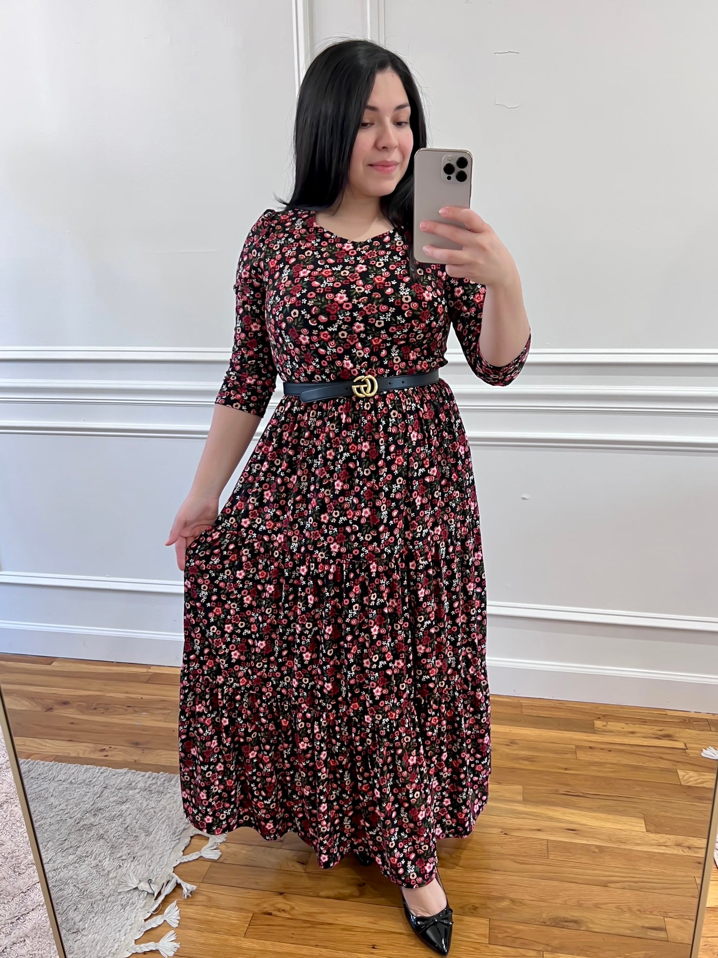 Soft BRed Floral Maxi Dress