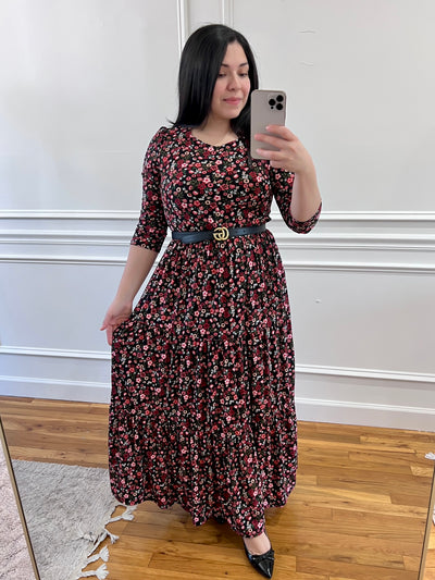 Soft BRed Floral Maxi Dress