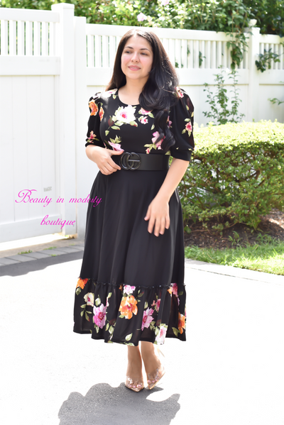 Ereny Black Midi Dress