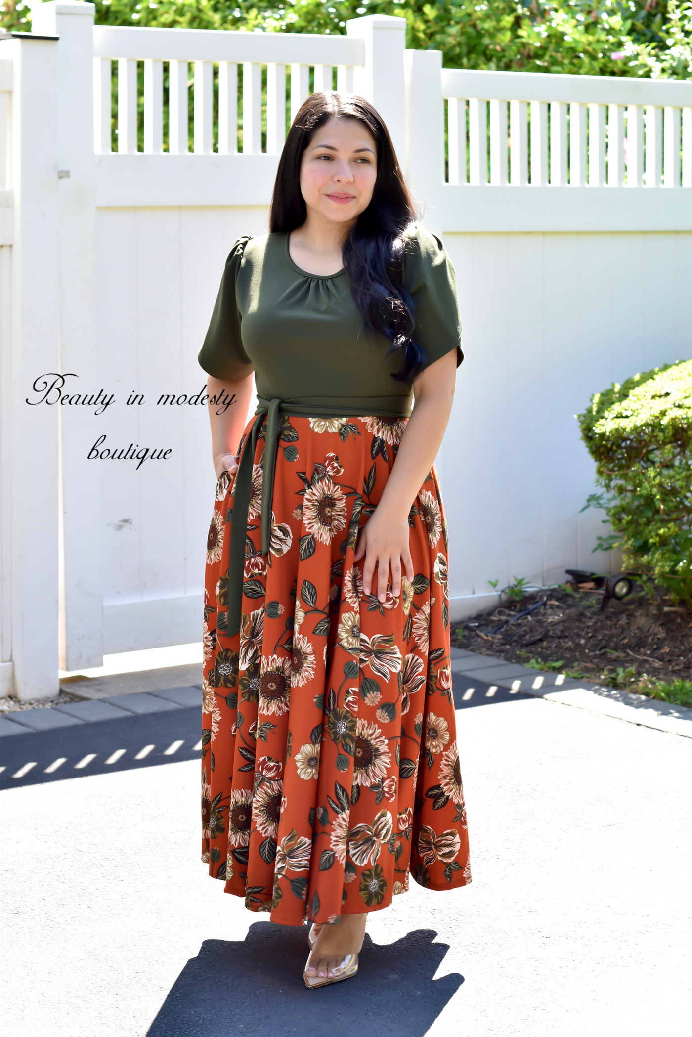 Cataleya Green/Orange Maxi Dress