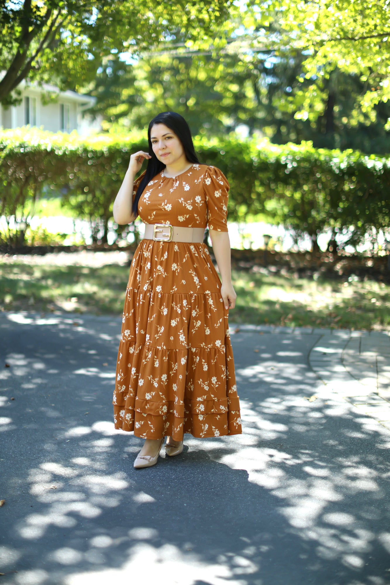 Brown Beige Maxi Dress