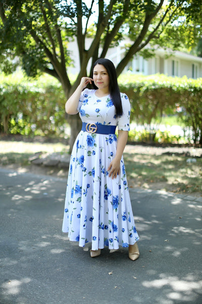 Catalina Blue Roses Maxi Dress