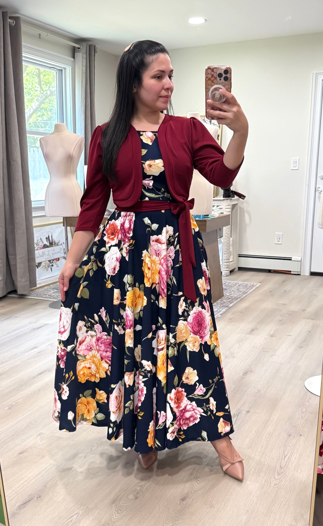 Merlyn Burgundy Floral Maxi Dress