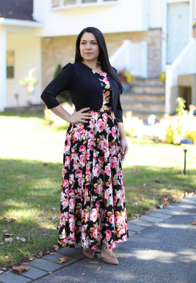 Kendra Black Floral Maxi Dress