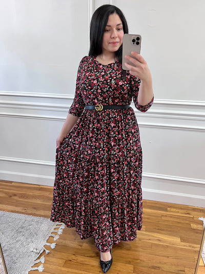 Soft BRed Floral Maxi Dress